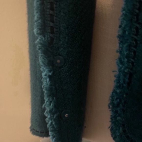 Dialogue Tweed Teal Frayed Wool Blend Blazer size 12 - Picture 7 of 14